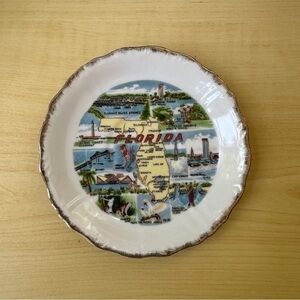 SUNSHINE STATE! Kenmar Japan Vintage Mid Century Porcelain Florida State Plate